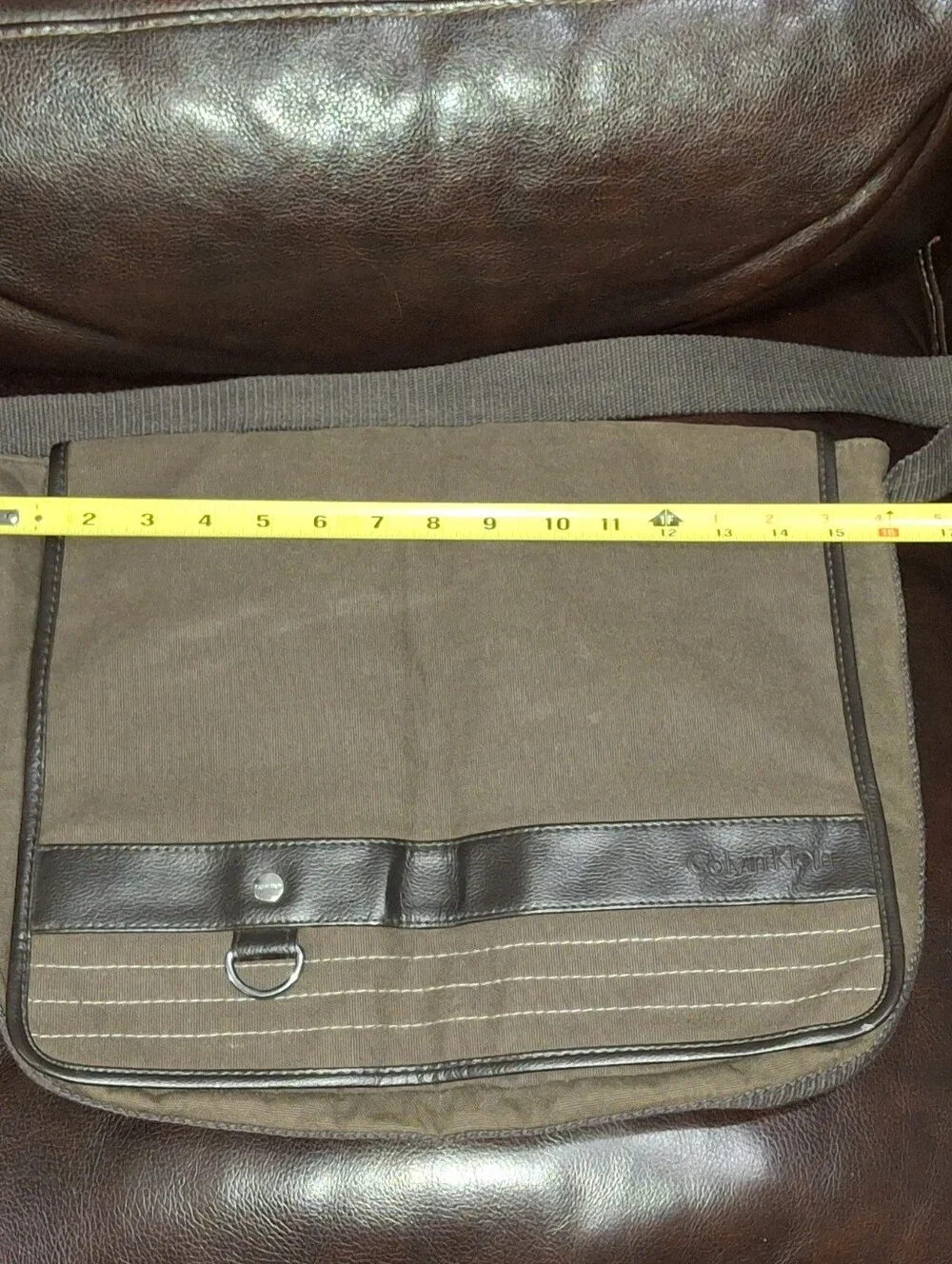 Brown Calvin Klein Canvas Messenger Bag